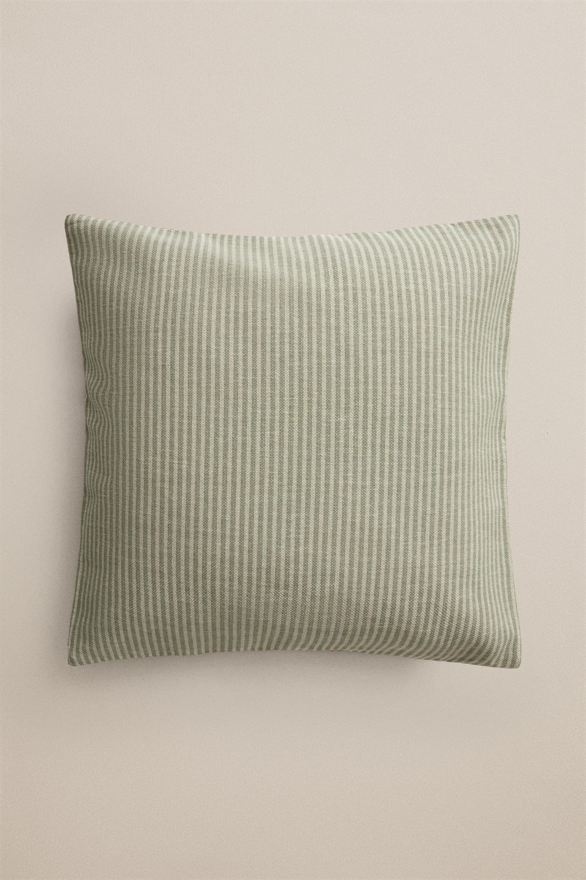 STRIPED COTTON THROW PILLOW COVER