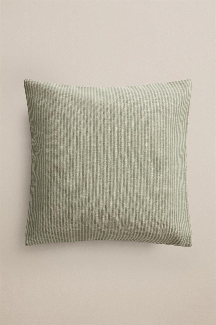 STRIPED COTTON THROW PILLOW COVER — Green
