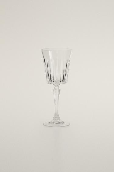 Zara CRYSTALLINE WINE GLASS WITH RAISED DESIGN - 透明