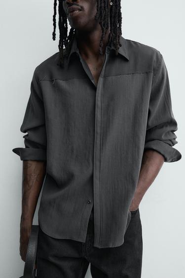 CHEMISE FLUIDE COLOR BLOCK - Gris foncé de Zara - Image 4