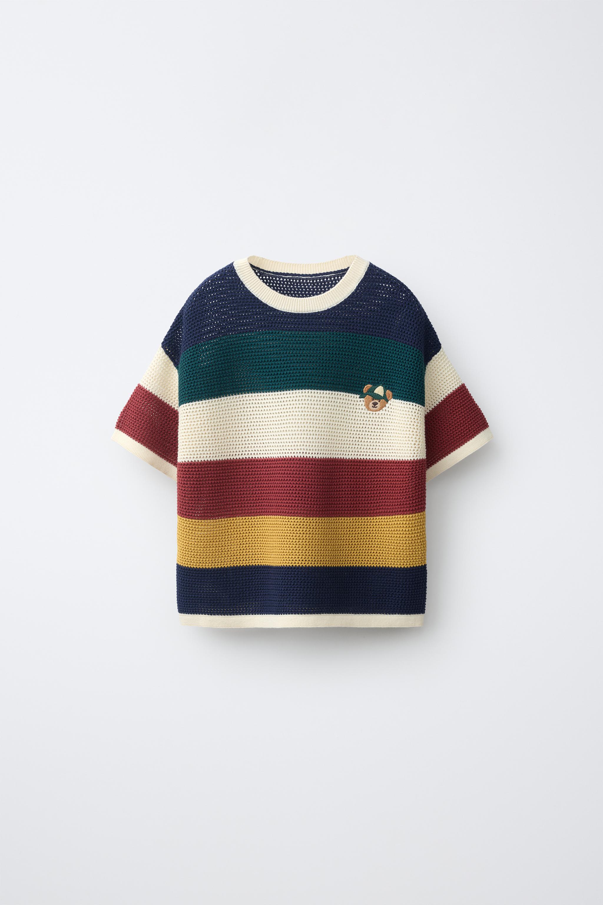 STRIPED KNIT T-SHIRT — Striped
