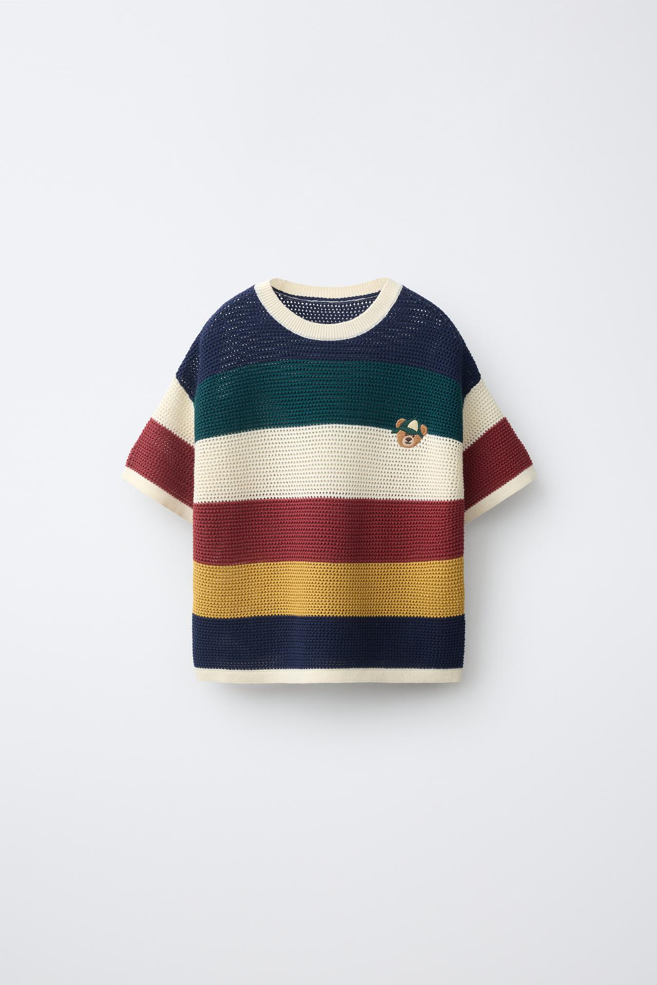 STRIPED KNIT T-SHIRT — Striped