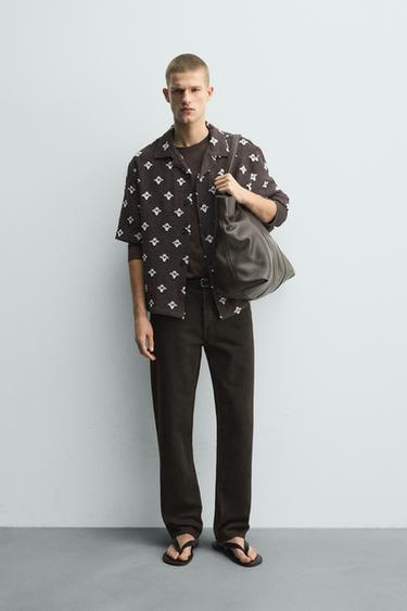 CAMISA JACQUARD TEXTURA - Marrón / Topo de Zara