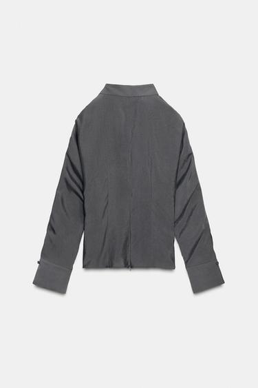 BLOUSE OUVERTURE ÉPAULE ET NŒUD - Bleu / Gris de Zara - Image 5