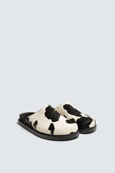 Zara COWHIDE LEATHER CLOGS - Multi-color
