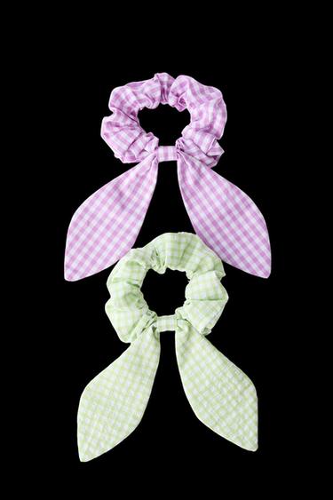 2-PACK OF GINGHAM BOW SCRUNCHIES - Multicoloured by Zara