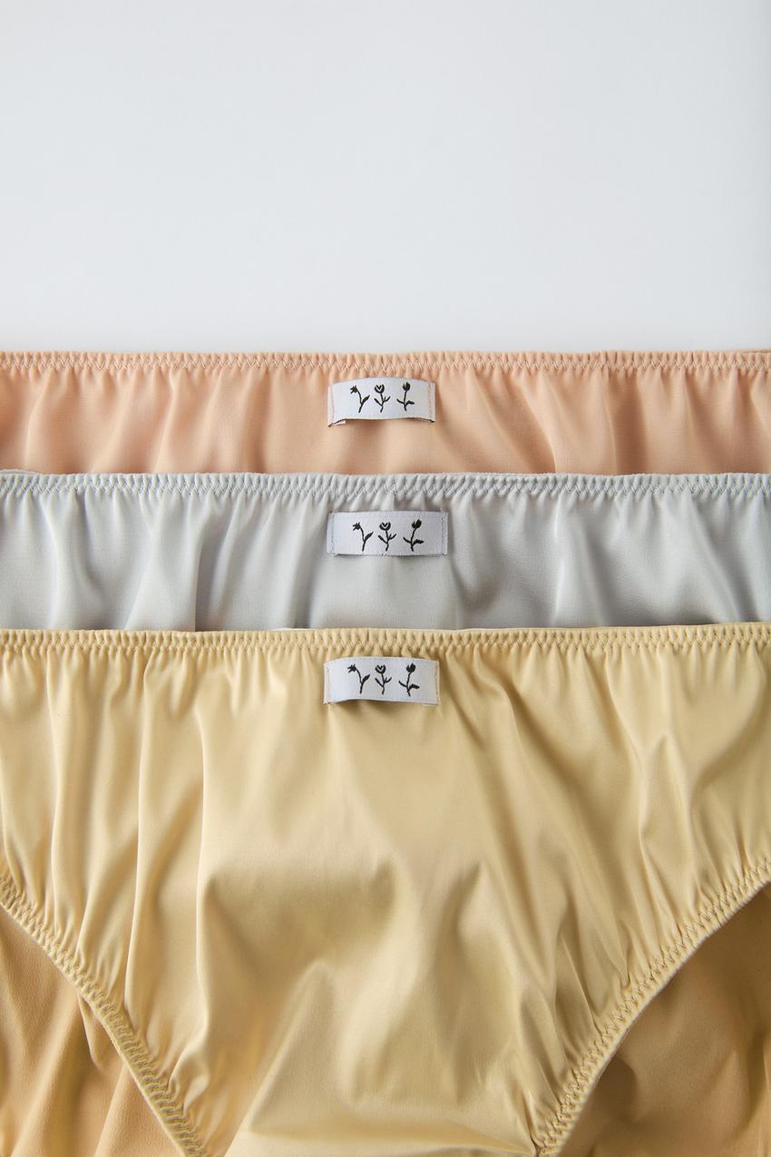 9-14 YEARS/ THREE PACK OF SATIN EFFECT UNDERWEAR - Pearl gray