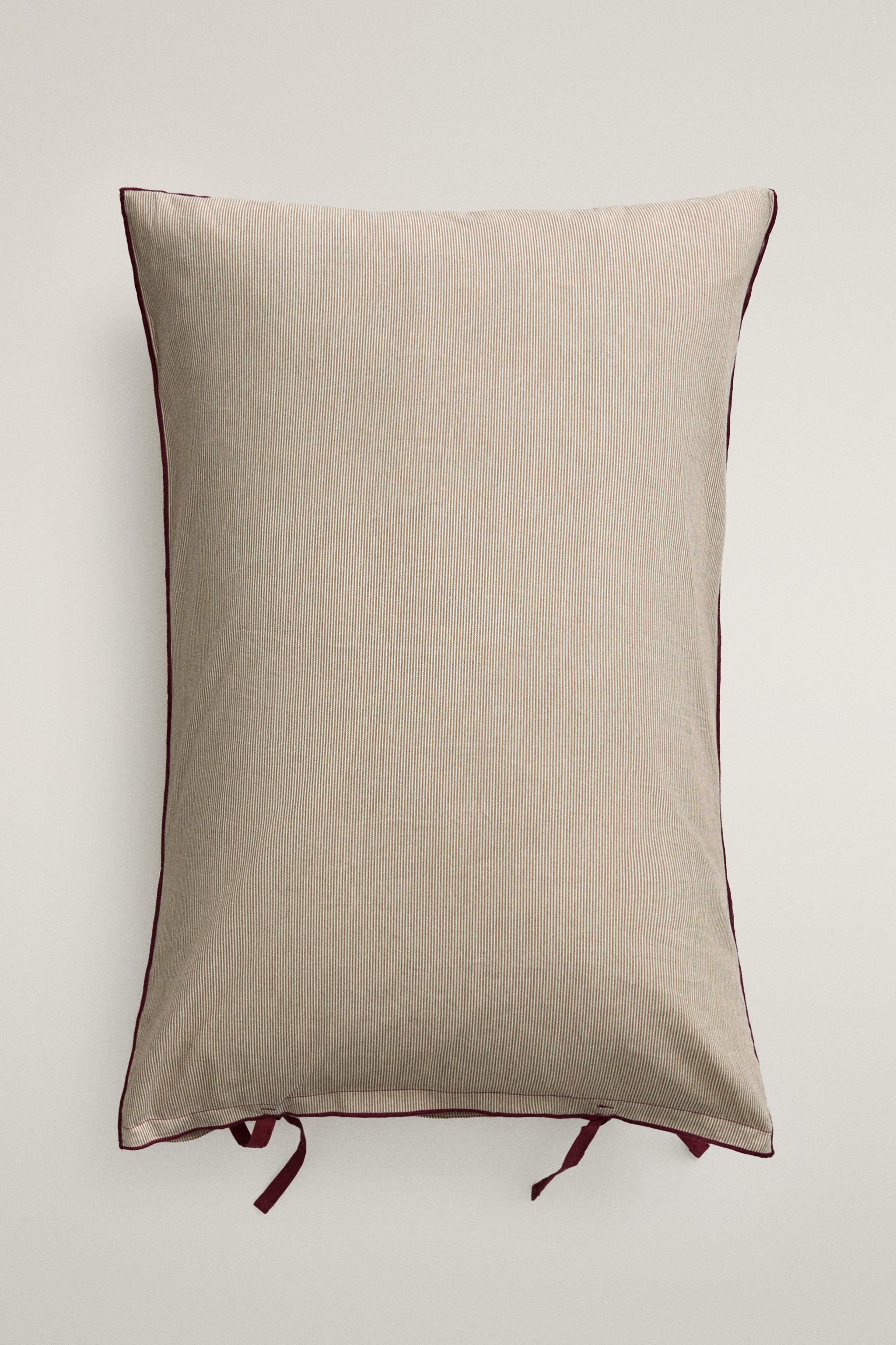 STRIPED COTTON CHRISTMAS PILLOWCASE