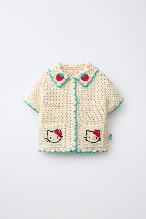 Zara 三麗鷗© HELLO KITTY 針織襯衫 - 裸色 / 綠色 - 圖片 0