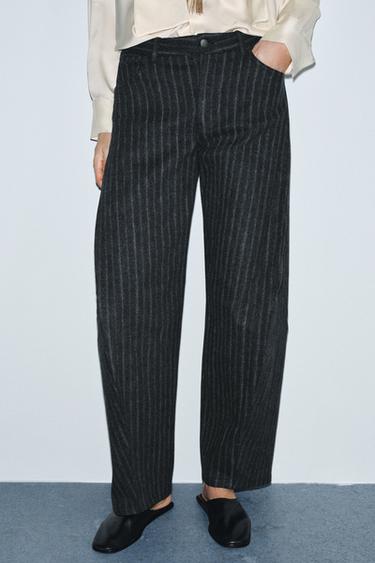 PANTALON BALLON À RAYURES ZW COLLECTION - Gris chiné de Zara - Image 1