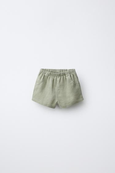 100% LINEN BERMUDA SHORTS - Khaki by Zara - Image 0
