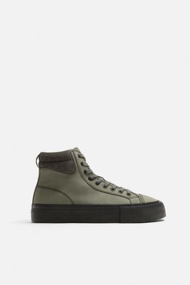 ZAPATILLA BOTÍN PESPUNTES - Khaki claro de Zara