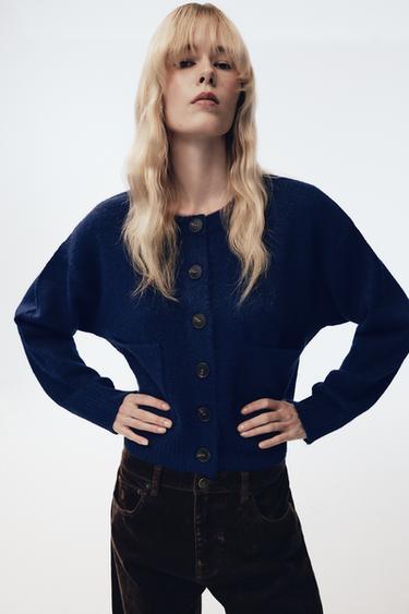 CARDIGAN WITH POCKETS - Bluish by Zara