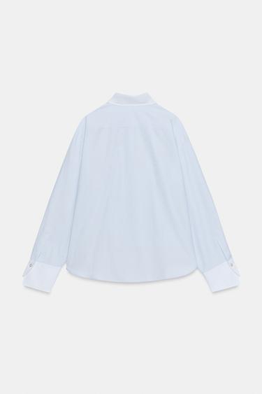 ZW COLLECTION SHIRT WITH CONTRAST FROG FASTENING - White / Navy by Zara - Image 6