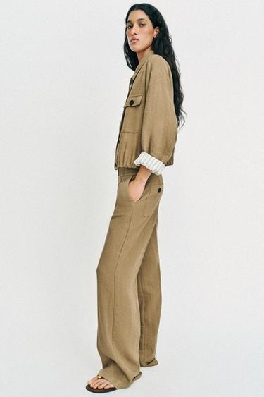 PANTALÓN RECTO NERVIO - Tostado de Zara