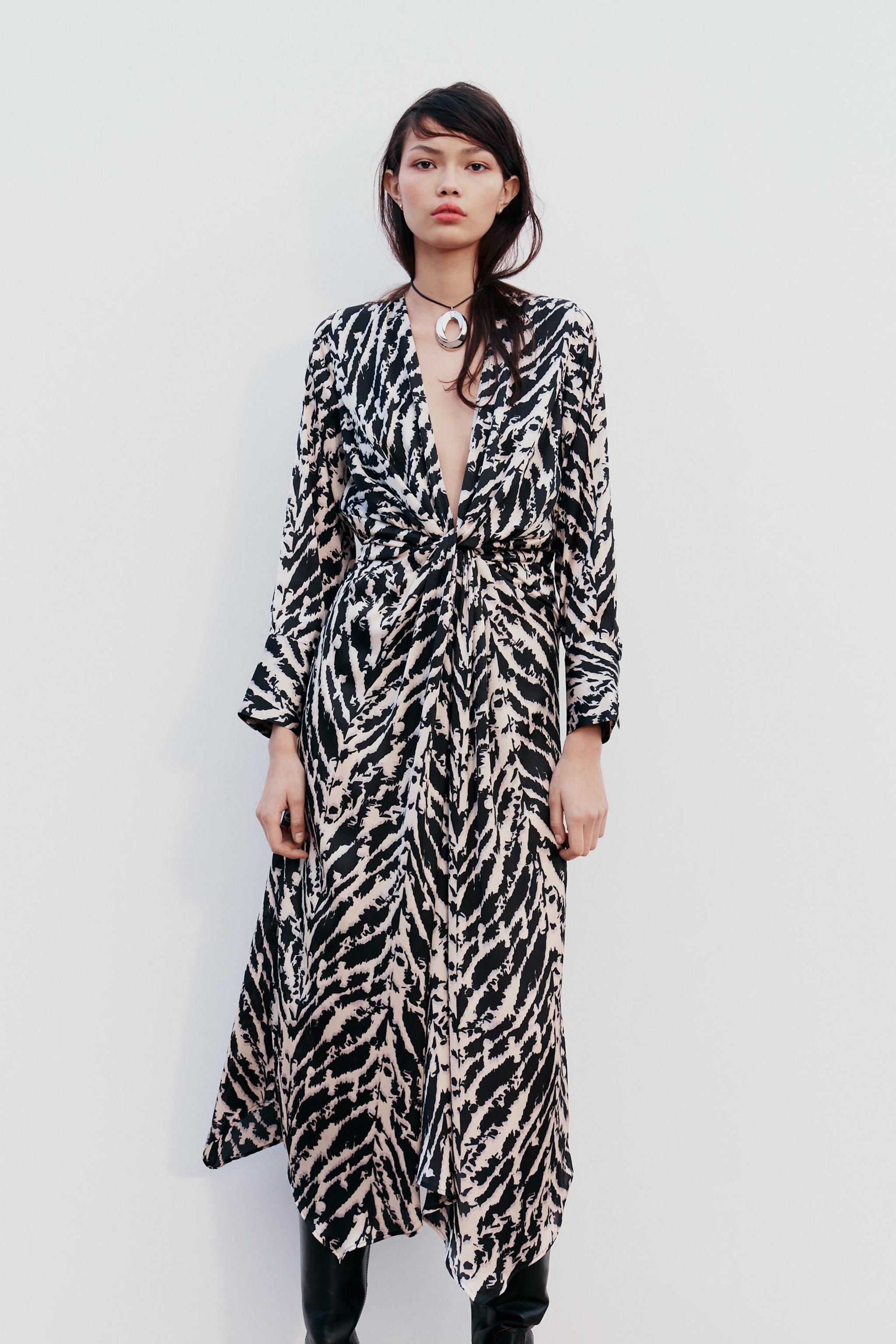 Zara animal shop print wrap dress