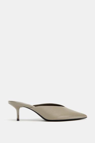 POINTED KITTEN HEEL SLINGBACK SHOES - Taupe Grey by Zara