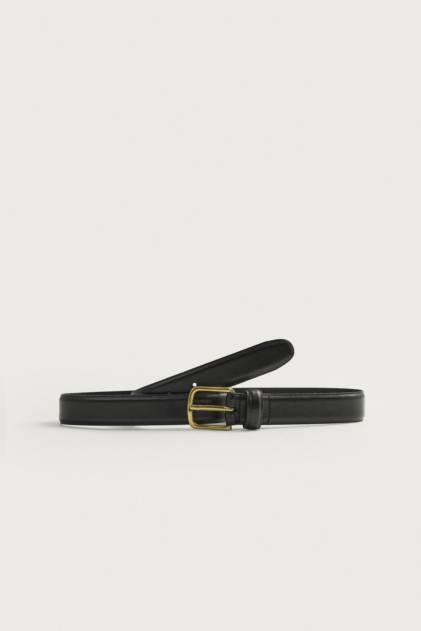 Мужской ремень Zara Leather Dress Belt, цвет: Чёрный — фото 3