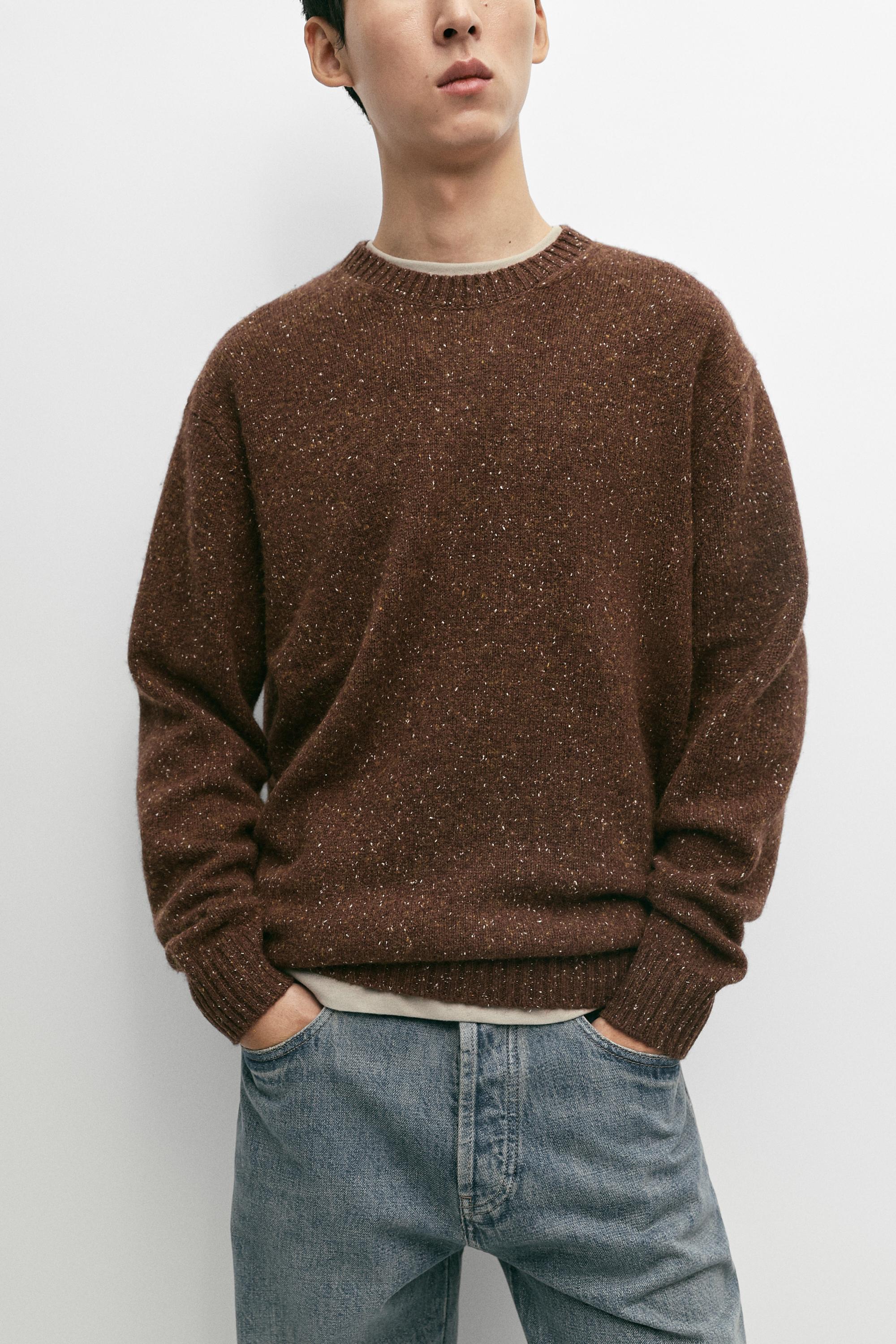 Flecked wool-blend knit sweater