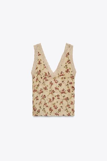 FLORAL LACE TOP - Beige by Zara - Image 8