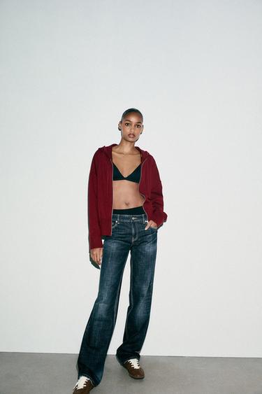 TRICOT SWEATSHIRT MET CAPUCHON - Burgundy van Zara - Afbeelding 0