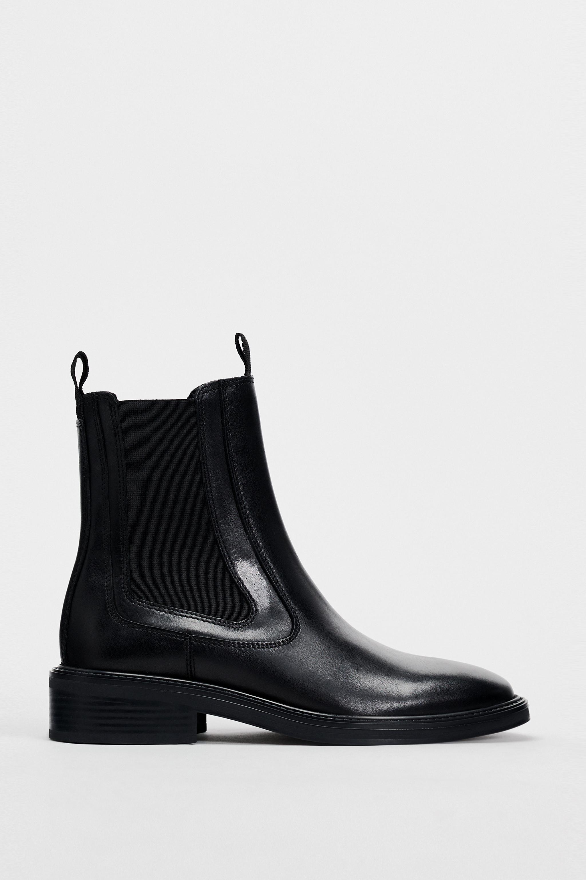 zara leather chelsea boots