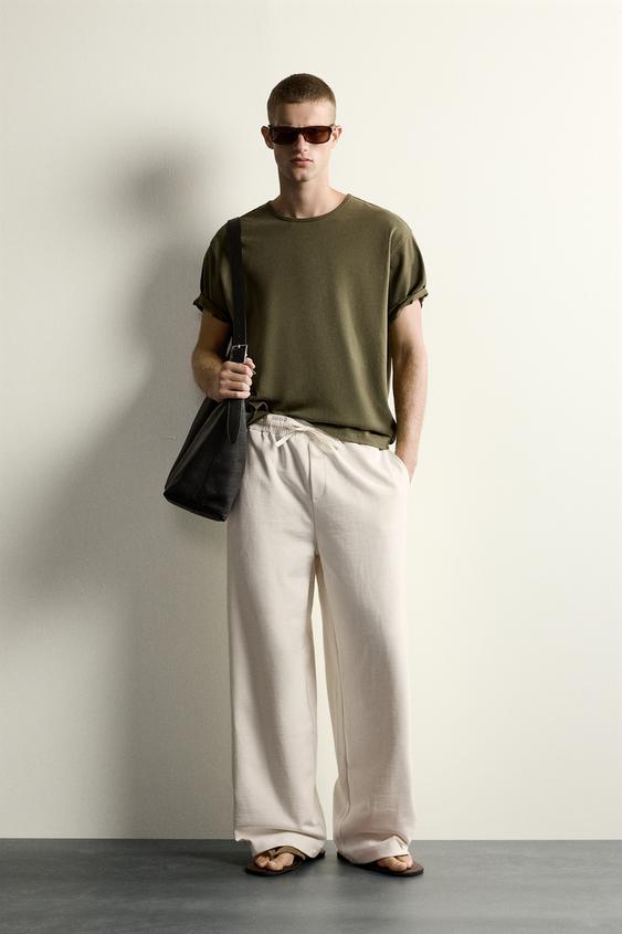 CALÇA JOGGER DE CINTURA COMBINADA - Branco da Zara - Imagem 0