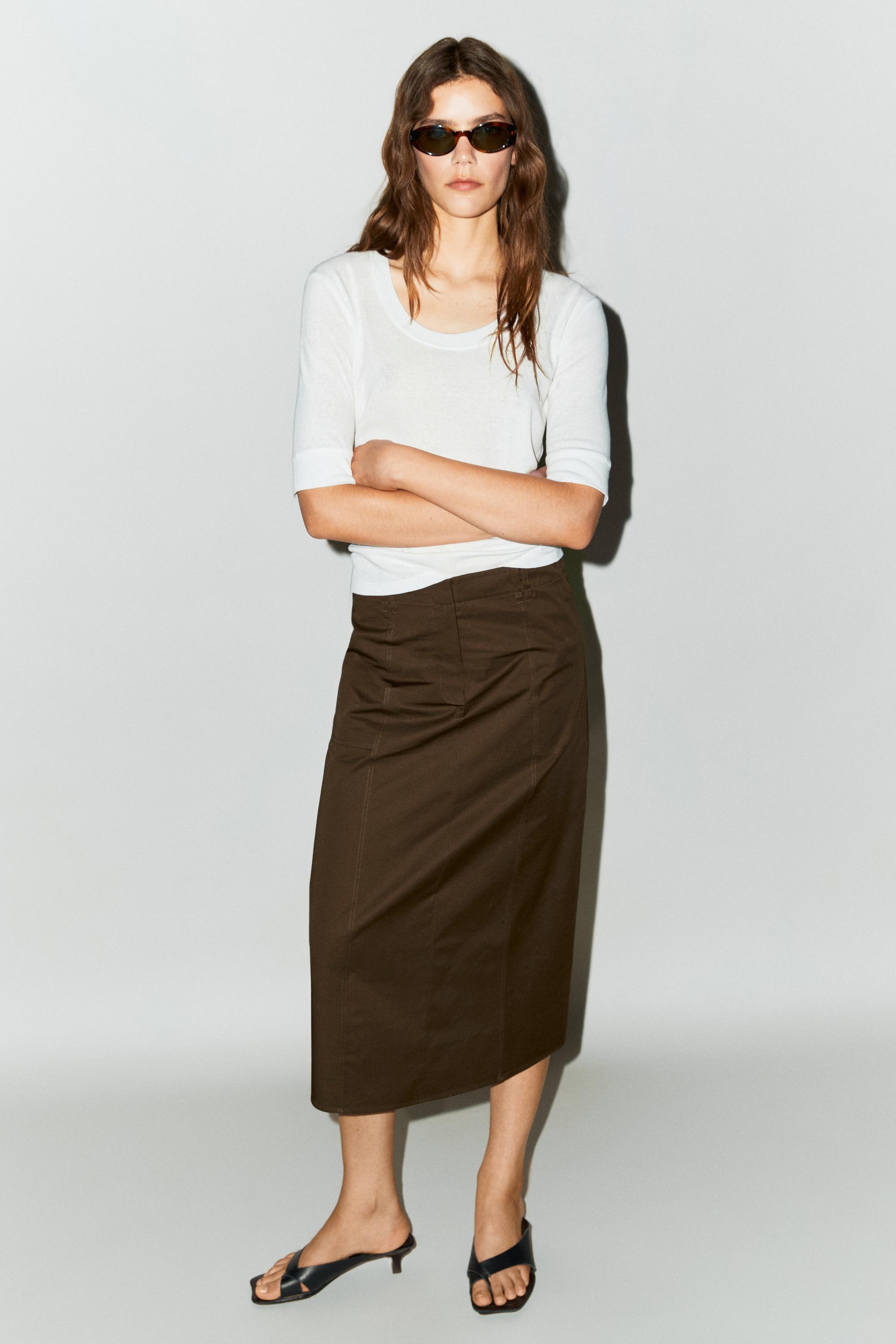 100% cotton midi skirt