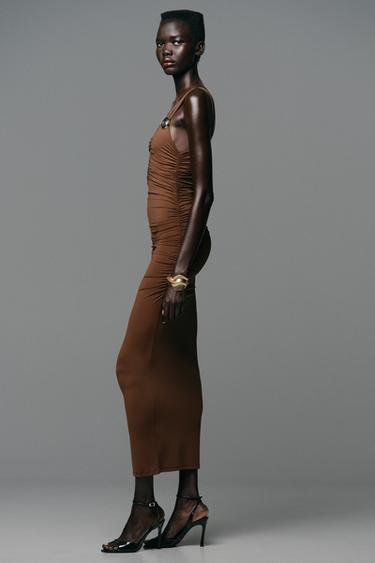 SHELL POLYAMIDE DRESS - Brown by Zara - Image 2
