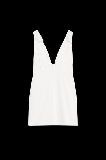SHORT DRESS WITH BOWS - Oyster-white by Zara