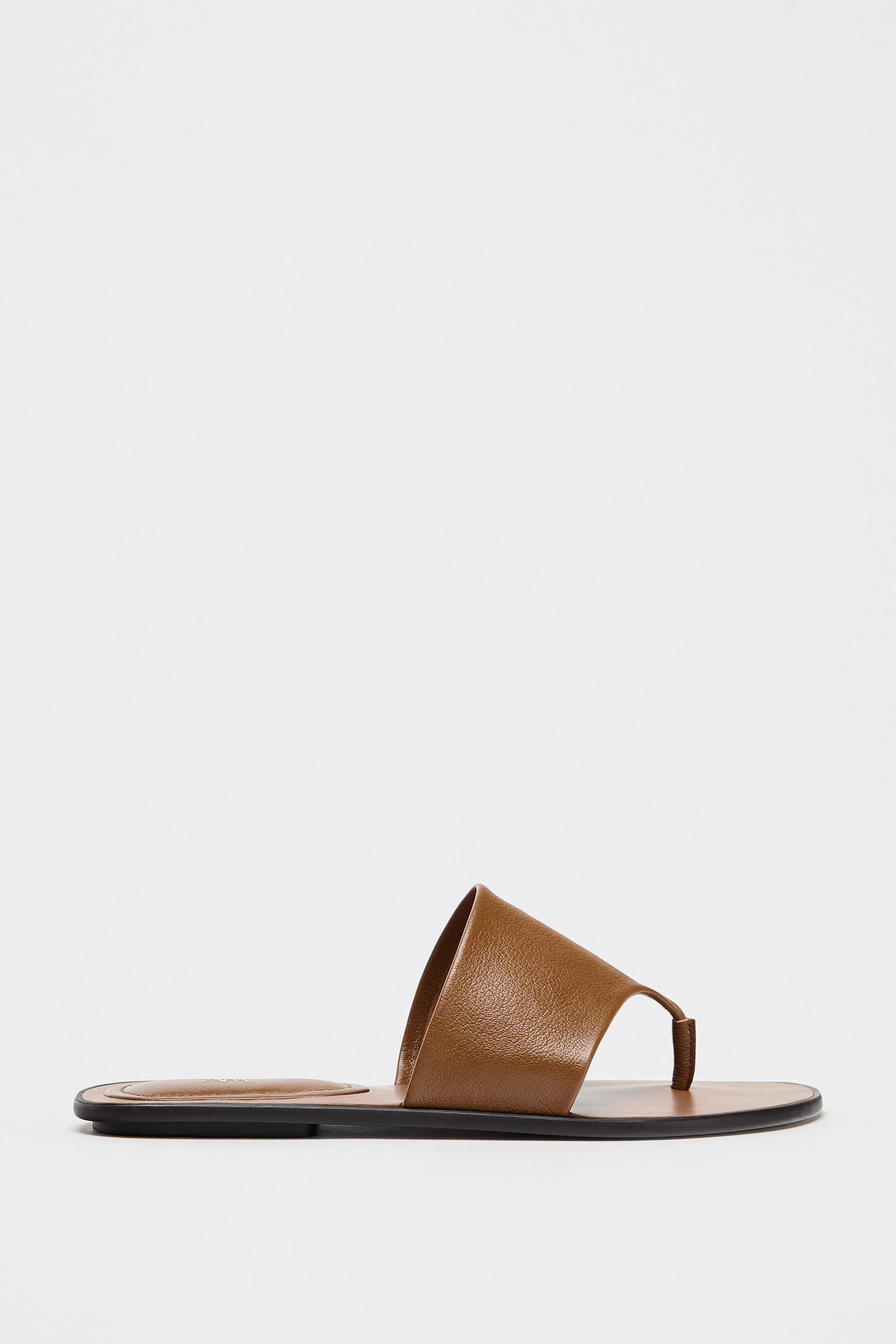 【ZARA】 フラットレザーサンダル 2623/510/105 FLAT LEATHER SANDALS - Brown | ZARA United States