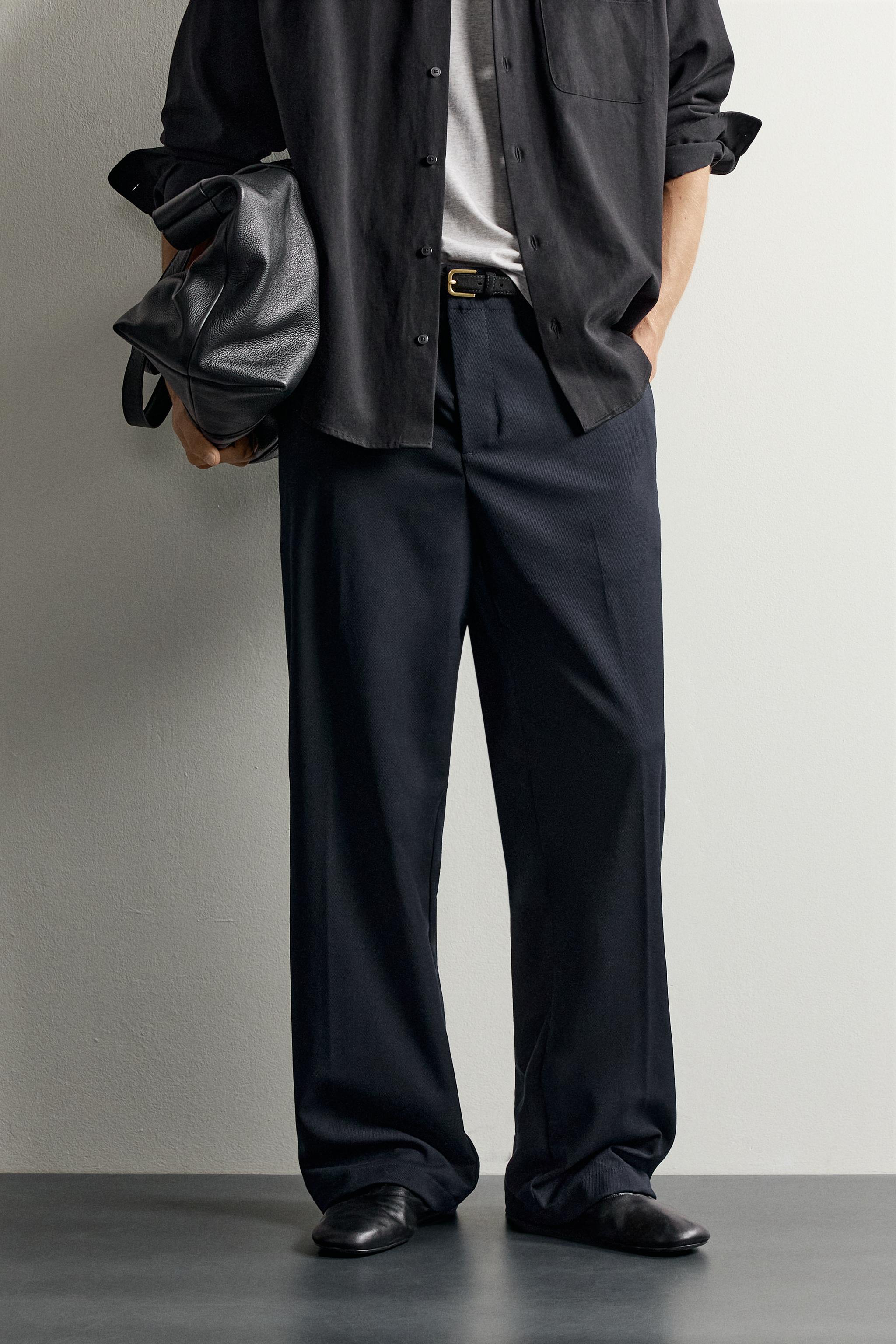 Мужские брюки Zara STRAIGHT-FIT PANTS WITH TABS — фото 2