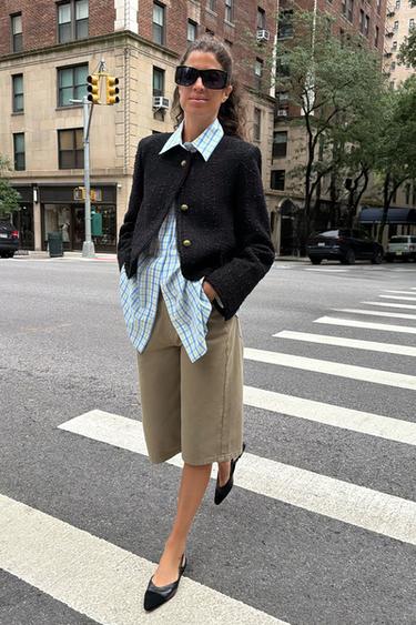 BERMUDA DENIM TIRO MEDIO ZW COLLECTION - Khaki de Zara