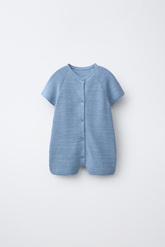 PURL KNIT PLAYSUIT - Mid-blue by Zara - Image 0