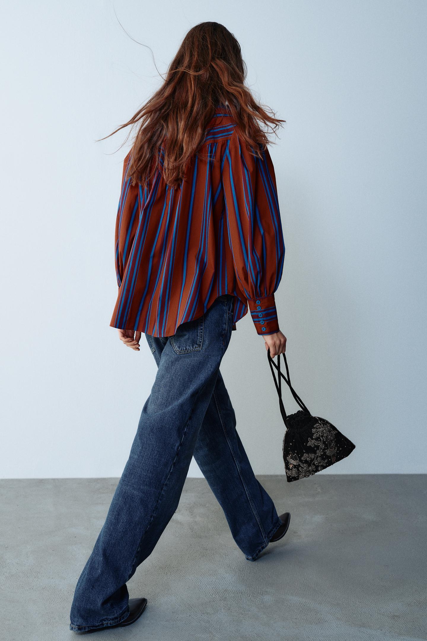 Женская рубашка Zara Striped, цвет: Разноцветный — фото 6
