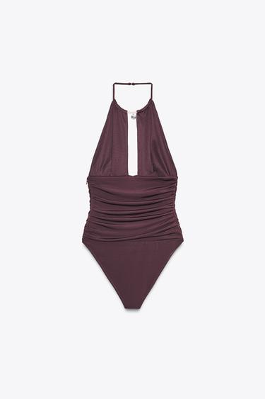 BODY DRAPÉ COL BIJOU - Bordeaux de Zara - Image 5