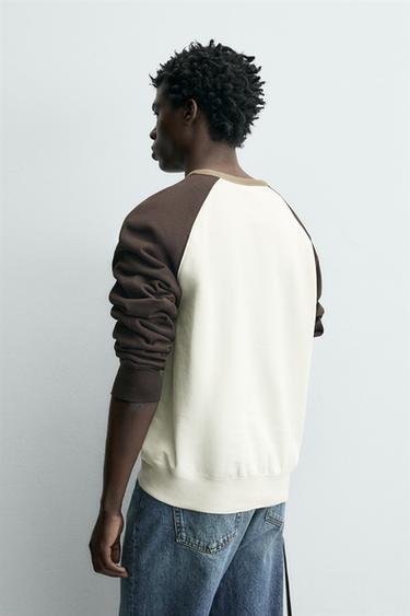COLOUR BLOCK CREW NECK SWEATSHIRT - Multicoloured by Zara - Image 2