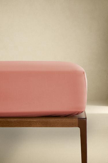 Zara PERCALE FITTED SHEET | 11.8" THICK (200 THREAD COUNT) - Coral