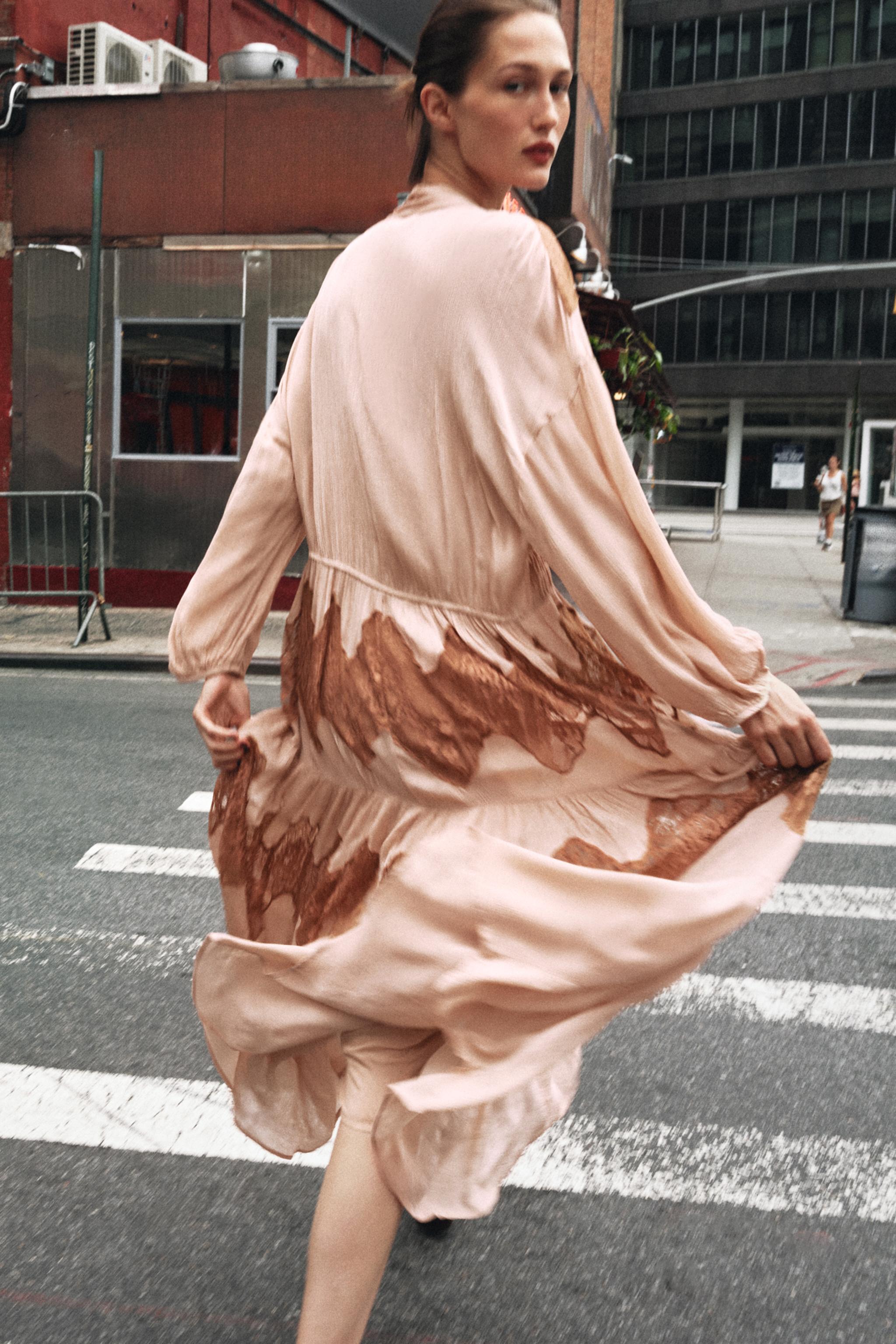 【送料/関税込】ZARA LACE COMBINATION TIE DRESS 5770/232/696 LACE COMBINATION BOW DRESS - Peach | ZARA United States