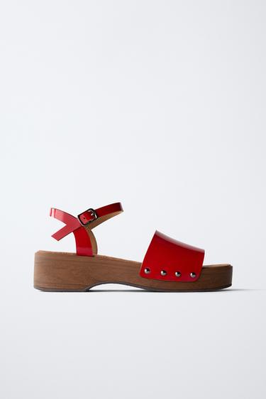 PATENT-FINISH CLOGS - Red by Zara