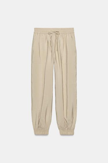 SATIN CUFFED TROUSERS - Beige by Zara