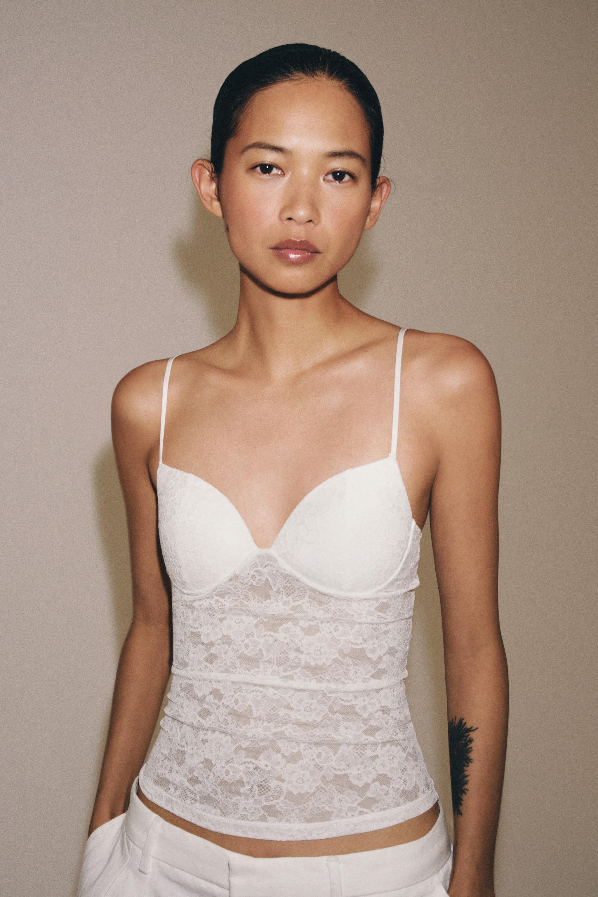 LACE STRAP TOP — White