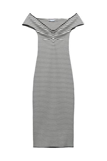 STRIPED STRETCH KNIT DRESS