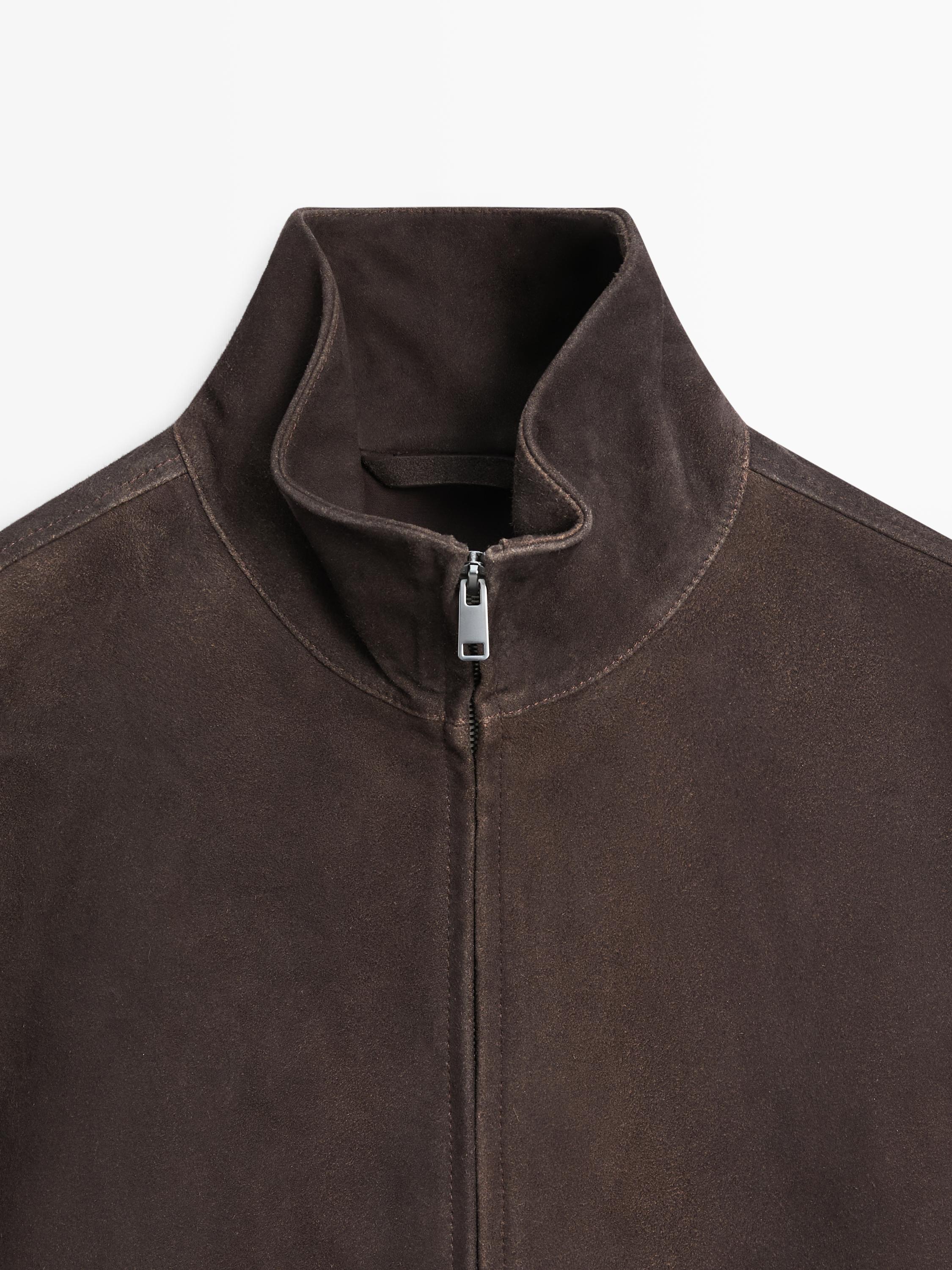 Blouson en cuir effet daim