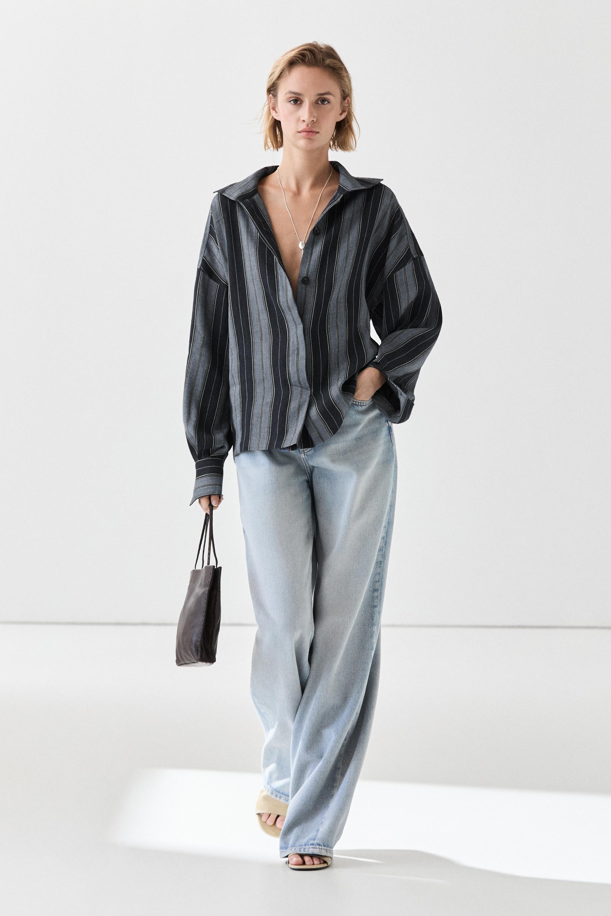 Striped flowing cotton linen shirt