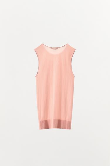 TOP WITH POLYAMIDE - Pastel pink de Zara - Image 5