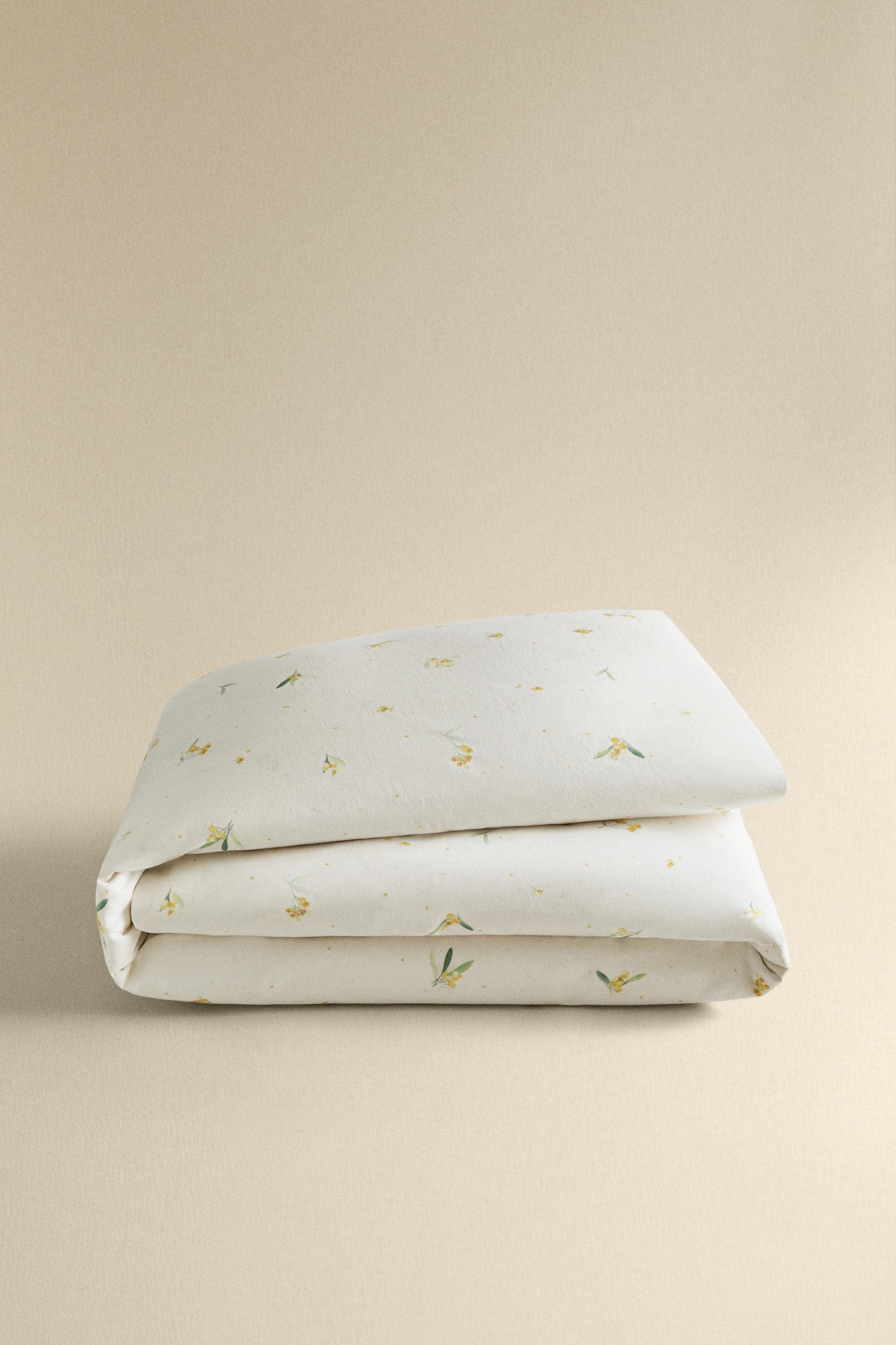 HOUSSE DE COUETTE LIN ET COTON MIMOSAS