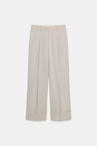 Zara ZW COLLECTION PLEATED PANTS - Beige