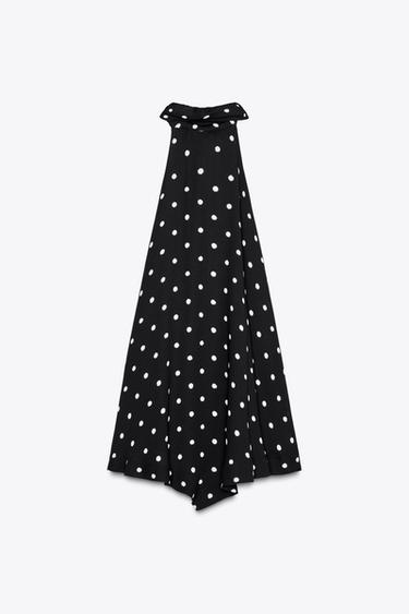ZW COLLECTION POLKA DOT HALTER TOP - Black / Ecru by Zara - Image 2