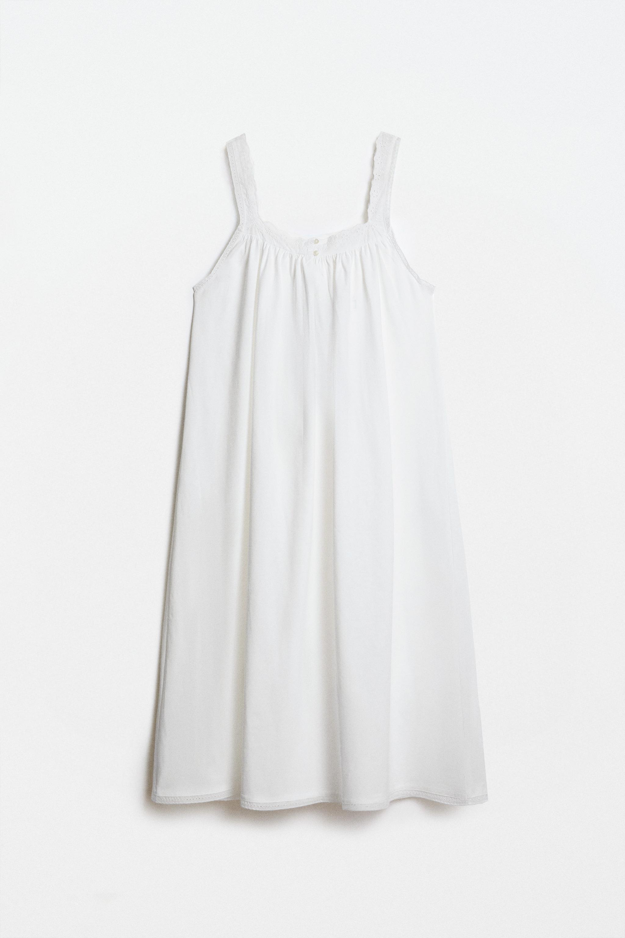 COTTON LACE-TRIM NIGHTGOWN